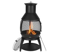 VEVOR Chiminea, 22 Inch Outdoor Wood Burning Firepit, Iron Spherical Fireplace for BBQ & Warming, Wooden Fire Pit with Grill Mesh, Chimney Coat & Rustproof Chiminea Lid, for Patio, Garden, Backyard