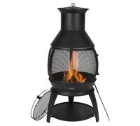 VEVOR Chiminea, 22 Inch Outdoor Wood Burning Firepit, Iron Spherical Fireplace for BBQ & Warming, Wooden Fire Pit with Grill Mesh, Chimney Coat & Rustproof Chiminea Lid, for Patio, Garden, Backyard