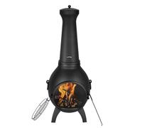 VEVOR Chiminea, 22 Inch Outdoor Wood Burning Firepit, Spherical Fireplace for BBQ & Warming, Aluminum Wooden Fire Pit with Grill Mesh, Chimney Coat & Rustproof Chiminea Lid, for Patio/Garden/Backyard
