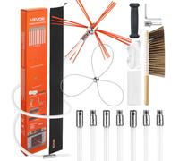 VEVOR Chimney Sweep Kit, 23 ft Maximum Extendable Length Brush, Chimney Cleaner Sweeper with Dual Brush Heads, Goggles, Fireplace Cleaning Tool for Square, Rectangle, Arch Chimneys