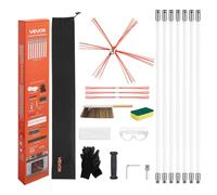 VEVOR Chimney Sweep Kit, 23 ft Maximum Extendable Length Chimney Brush, Chimneys Cleaning Kit with Bristle Replacements & Goggles, 90° Bendable Fireplace Cleaning Tool, for Square, Rectangle Chimneys