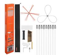 VEVOR Chimney Sweep Kit, 30 ft Maximum Extendable Length Brush, Chimney Cleaner Sweeper with Dual Brush Heads, Goggles, Fireplace Cleaning Tool for Square, Rectangle, Arch Chimneys