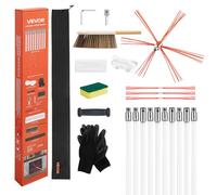 VEVOR Chimney Sweep Kit, 33 ft Maximum Extendable Length Chimney Brush, Chimneys Cleaning Kit with Bristle Replacements & Goggles, 90° Bendable Fireplace Cleaning Tool, for Square, Rectangle Chimneys