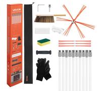 VEVOR Chimney Sweep Kit, 33 ft Maximum Extendable Length Chimney Brush, Chimneys Cleaning Kit with Bristle Replacements & Goggles, 90° Bendable Firepl