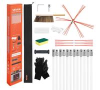 VEVOR Chimney Sweep Kit, 39 ft Maximum Extendable Length Chimney Sweep, Chimneys Cleaning Kit with Bristle Replacements & Goggles, 90° Bendable Fireplace Cleaning Tool, for Square, Rectangle Chimneys