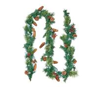 VEVOR Christmas Garland, 9-Ft Artificial Christmas Garland with Light String, Faux Greenery Decoration with Berry Clusters, Pine Needles, Pine Cones,