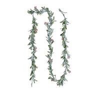 VEVOR Christmas Garland, 9-FT Realistic Greenery Decorated with Vines, Olive Leaves, and Berries, Evergreen Faux Garlands with Light String for Indoor Outdoor Xmas Decoration on Mantel Fireplace