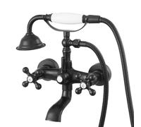 VEVOR Clawfoot Tub Faucet, Wall Mount Bathtub Faucets with Handheld Shower, Vintage Matte Black Clawfoot Tub Filler Faucet Shower Kit with Adjustable Swing Arms & 360° Rotation Spout for Bathtubs