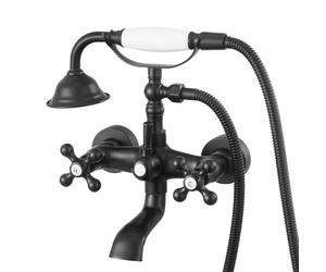 VEVOR Clawfoot Tub Faucet, Wall Mount Bathtub Faucets with Handheld Shower, Vintage Matte Black Clawfoot Tub Filler Faucet Shower Kit with Adjustable Swing Arms & 360° Rotation Spout for Bathtubs