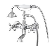 VEVOR Clawfoot Tub Faucet, Wall Mount Bathtub Faucets with Handheld Shower, Vintage Polished Chrome Clawfoot Tub Filler Faucet Shower Kit with Adjustable Swing Arms & 360° Rotation Spout for Bathtubs