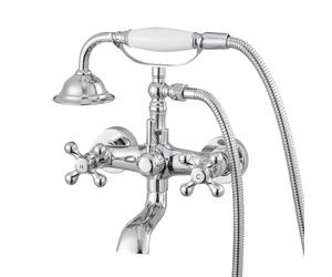 VEVOR Clawfoot Tub Faucet, Wall Mount Bathtub Faucets with Handheld Shower, Vintage Polished Chrome Clawfoot Tub Filler Faucet Shower Kit with Adjustable Swing Arms & 360° Rotation Spout for Bathtubs