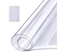 VEVOR Clear Table Cover Protector 18"""" x 36"""" Customizable Plastic Desk Protector 1.5 mm Thick Clear PVC Cover Waterproof Desktop Guard for Writin