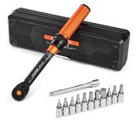 VEVOR Click Torque Wrench Set, 1/4 Inch Drive, 20-200lbf-in /2.3-22.6N.m, Dual-Direction and Dual Range Scales, 72-Tooth, ±3% High Precision, with Bit Sockets, Extension Bar, for Bicycle Repair
