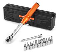 VEVOR Click Torque Wrench Set, 1/4Inch Drive, 20-200lbf-in/2.3-22.6N.m, Dual-Direction and Dual Range Scales, 72-Tooth, ±3% High Precision, with Bit Sockets, Extension Bar, for Bicycle Repair, Orange