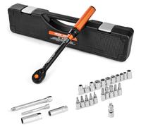 VEVOR Click Torque Wrench Set, 3/8 Inch Drive, 5-60 N.m/3.7-44.3 lbf.ft, Dual-Direction, 72-Tooth, ±3% Precision, with Sockets, Bits, Extension Bar, Spark Plug Sockets, Adapter, for Automobile Repair