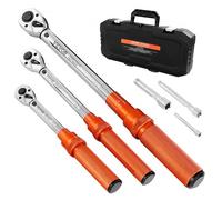 VEVOR Click Torque Wrench Set, 3 Pieces, 1/4, 3/8, 1/2 Inch Drive, 10-170 lbf-ft, 5-45 lbf-ft, 20-240 lbf-in, Dual-Direction and Dual Range Scales, 72-Tooth, ±3% High Precision, for Bicycle Repair
