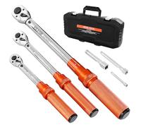 VEVOR Click Torque Wrench Set, 3 Pieces, 1/4, 3/8, 1/2 Inch Drive, 10-170 lbf-ft, 5-45 lbf-ft, 20-240 lbf-in, Dual-Direction and Dual Range Scales, 72-Tooth, ±3% High Precision, for Bicycle Repair