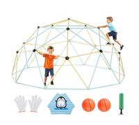 VEVOR Climbing Dome, 10FT Geometric Dome Climber, 1000LBS Loading Jungle Gym Playground with 2 Basketballs & Octopus Net, Easy-Assembly Outdoor Backyard Climbing Equipment for Kids 3 to 10 Years Old