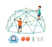 VEVOR Climbing Dome, 10FT Geometric Dome Climber for Kids, 1000LBS Loading Jungle Gym Playground with Octopus Net & 2 Basketballs, Easy-Assembly Outdoor Backyard Climbing Toys - Gift for Boys Girls