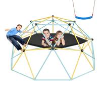 VEVOR Climbing Dome, 10FT Geometric Dome Climber with Hammock and Swing, Jungle Gym Supports 750LBS and Easy Assembly for Kids 3 to 10 Years Old, with Climbing Grip, Outdoor Backyard Play Equipmen