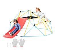VEVOR Climbing Dome, 8FT Geometric Dome Climber with Slide, for Kids 3 to 9 Years Old, Jungle Gym Supports 600LBS and Easy Assembly, with Climbing Grip, Outdoor and Indoor Play Equipment for Kids