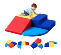 VEVOR Climbing Toys, 4-Piece Set, Foam Climbing Toys for Toddlers 6 Months to 3 Years Old, PU Leather Climbing Blocks, Indoor Climb and Crawl Activity Playset for Crawling & Sliding, Easy to Clean