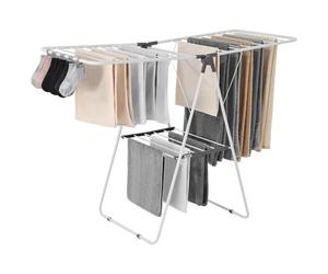 VEVOR Clothes Drying Rack, 2-Tier Foldable Laundry Dryer Rack with Sock Clips & 21 Drying Rods, Metal Height Adjustable Drying Racks for Outdoor &