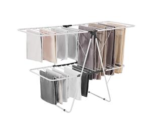 VEVOR Clothes Drying Rack, 2-Tier Foldable Laundry Dryer Rack with Sock Clips & 31 Dry Rods, Metal Height Adjustable Drying Racks for Outdoor &