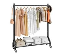 VEVOR Clothes Rack, Rolling Clothing Garment Rack with Hanging Rod and Side Hooks, 90 kg Load Capacity, Heavy Duty Carbon Steel Clothing Racks with Wh