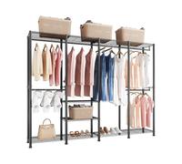VEVOR Clothing Garment Rack, Heavy Duty Closet Wardrobe, Adjustable Tiers Clothes Racks with Steel Frame, 499 kg Load Capacity Clothes Rack with 4 Hanging Rods for Bedroom, Clothing Store, Hallway