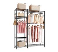 VEVOR Clothing Garment Rack, Heavy Duty Clothes Rack, 6 Adjustable Tiers Clothes Racks with Steel Frame, 363 kg Load Capacity Closet Wardrobe with 3 Hanging Rods for Bedroom, Clothing Store, Hallway