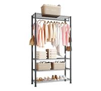 VEVOR Clothing Garment Rack, Heavy Duty Clothing Garment Rack, 4 Adjustable Tiers Clothing Racks with Carbon Steel, 227 kg Load Capacity Closet Wardrobe for Bedroom, Clothing Store, Hallway
