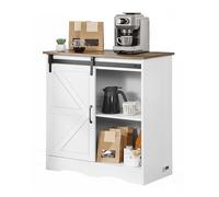VEVOR Coffee Bar Cabinet, 31.5 x 13.8 x 31.5 in Farmhouse Coffee Bar Cabinet with 3-Tier Storage, Table with Barn Door, Farmhouse Sideboard Buffet for Living Room, Entryway