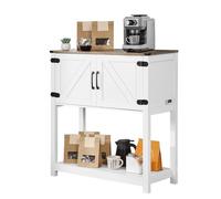 VEVOR Coffee Bar Cabinet 3-Tier Coffee Bar Table with Magnet Doors Brown White