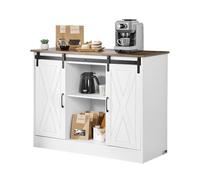 VEVOR Coffee Bar Cabinet, 41.8 x 15.8 x 32.1 in Farmhouse Coffee Bar Cabinet with 3-Tier Storage, Table with Barn Doors, Farmhouse Sideboard Buffet for Living Room, Entryway