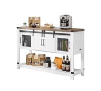 VEVOR Coffee Bar Cabinet, 47.3 x 15.7 x 32.7 in Farmhouse Coffee Bar Cabinet with 4-Tier Storage, Table with Barn Doors, Farmhouse Sideboard Buffet for Living Room, Entryway