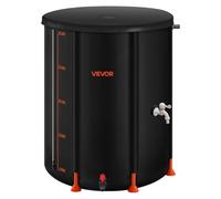 VEVOR Collapsible Rain Barrel, 201 L Portable Rain Water Collection Barrel, 1000D PVC Rainwater Collection System, Garden Water Catcher Tank Storage Container with Spigot & Overflow Kit, Black