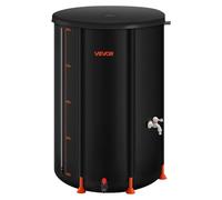 VEVOR Collapsible Rain Barrel, 380 L Portable Rain Water Collection Barrel, 1000D PVC Rainwater Collection System, Garden Water Catcher Tank Storage Container with Spigot & Overflow Kit, Black