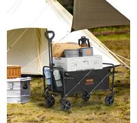 Vevor Collapsible Trolley Folding Wagon Beach Cart With All Terrain Wheels And Drink Holders For Camping Shopping
