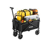 VEVOR Collapsible Wagon Carts, 80L & 200LBS Folding Wagons with All-Terrain Wheels, Heavy Duty Outdoor Utility Cart with Adjustable Handle