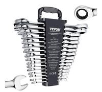 VEVOR Combination Wrench Set 16-Piece Ratcheting Wrench Set with Organizer Rack Cr-V Steel Wrench Set Metric 8 mm to 24 mm Ideal for General Househ