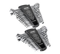 VEVOR Combination Wrench Set, 30-Piece Ratcheting Wrench Set with Organizer Rack, Cr-V Steel Wrench Set SAE 1/4" to 1", Metric 8 mm to 24 mm, Ideal for General Household, Garage, Workshop, Emergency