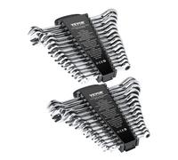 VEVOR Combination Wrench Set, 30-Piece Ratcheting Wrench Set with Organizer Rack, Cr-V Steel Wrench Set SAE 1/4" to 1", Metric 8 mm to 24 mm, Ideal for General Household, Garage, Workshop, Emergency