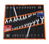 VEVOR Combination Wrench Set, 42-Piece SAE and Metric, 12-Point Box End | and 15° Angled Open End Combination Wrenches with Roll Up Pouch, Carbon Steel, for General Household and Automotive Repairs