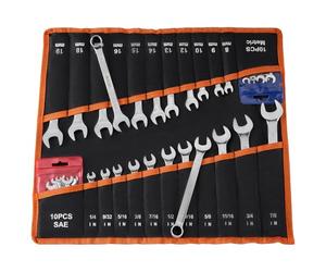 VEVOR Combination Wrench Set, 42-Piece SAE and Metric, 12-Point Box End and 15° Angled Open End Combination Wrenches with Roll-Up Pocket, Carbon Steel, for General Household and Car Repairs