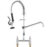 VEVOR Commercial Faucet with Pre-Rinse Sprayer, 26" Height, 8" Center, 12" Swing Spout, Deck Mount Kitchen Sink Faucet, Brass Constructed Device with Pull Down Spray, for 1/2/3 Compartment Sink
