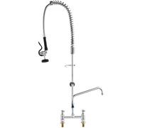 VEVOR Commercial Faucet with Pre-Rinse Sprayer, 44" Height, 8" Center, 12" Swing Spout, Deck Mount Kitchen Sink Faucet, Brass Constructed Device with Pull Down Spray, for 1/2/3 Compartment Sink