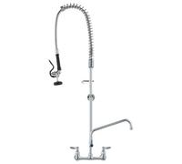VEVOR Commercial Faucet with Pre-Rinse Sprayer, 47" Height, 8" Center, 12" Swing Spout, Wall Mount Kitchen Sink Faucet, Brass Constructed Device with Pull Down Spray, for 1/2/3 Compartment Sink