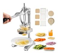 VEVOR Commercial French Fry Cutter, Stainless Steel Vegetable Fruit Chopper with 3 Replacement Blades 1/2-Inch 3/8-Inch 1/4-Inch, and a Juicing Blade, Manual Potato Slicer Dicer for Restaurants & Home