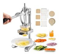 VEVOR Commercial French Fry Cutter, Stainless Steel Vegetable Fruit Chopper with 3 Replacement Blades 1/2-Inch 3/8-Inch 1/4-Inch, and a Juicing Blade, Manual Potato Slicer Dicer for Restaurants & Home